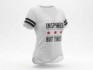 Freeze Womens Inspired But Tired Football Jersey Style V-Neck T-Shirt